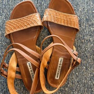 Manolo Blahnik Tan Leather Sandals